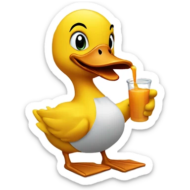 cartoon Duck doing a spit take holding a juice box sticker