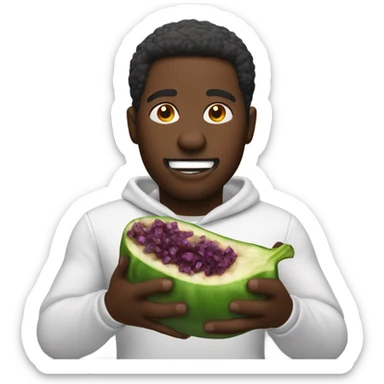 black man eating eggplant looking to me sticker