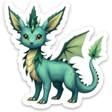 Gloomy dusky dark greyish dull-colored ethereal elemental swampy Salandit-Leafeon-Vaporeon-hybrid-fusion (full body) sticker