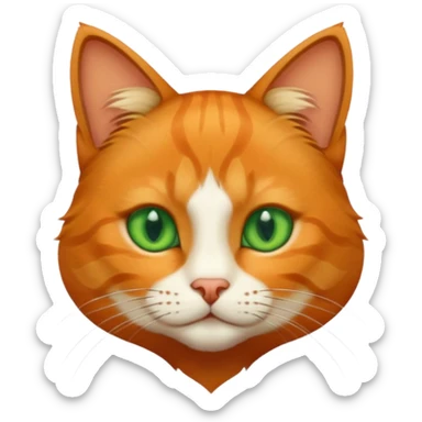 cat head, orange, stylish. green eyes sticker