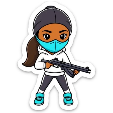 brownskin girl with a nike ski mask holding a gun sticker