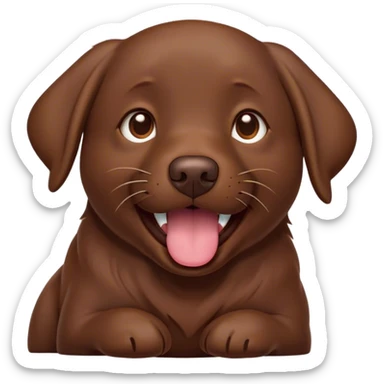 Cinematic Cute Yawning Chocolate Labrador Portrait Emoji, Head tilted slightly with a dramatic, wide-open yawn, showcasing a smooth chocolate Fur with a velvety texture, floppy ears slightly drooping, round brown eyes barely open in drowsy contentment, Simplified yet irresistibly adorable features, highly detailed, glowing with a soft, cozy glow, high shine, relaxed yet expressive, stylized with a touch of whimsy, bright and endearing, soft glowing outline, capturing the essence of a sleepy yet affectionate companion, so drowsy it feels like it could stretch out of the screen and curl up for a nap! sticker