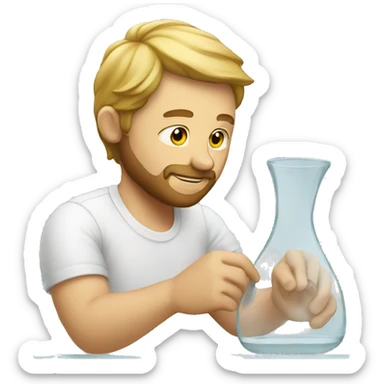 white man creating artwork on glass sticker