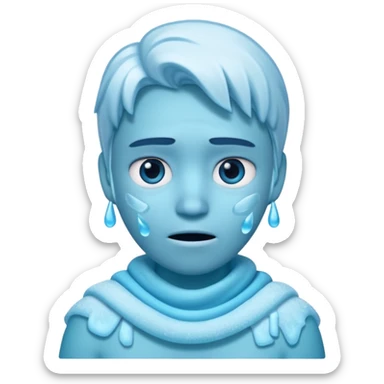 blue face cold emoji, WhatsApp style, body trembling sticker