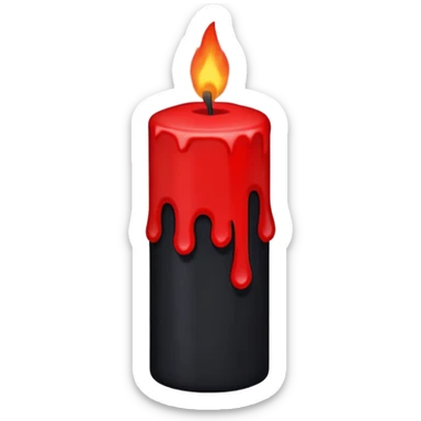 iOS sticker, dark candle, black wax, red flame, minimal sticker