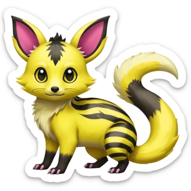 Rare exotic cute epic aesthetic colorful Salandit-Eevee-Civet-species-Fakemon-hybrid-creature, with markings, full body sticker