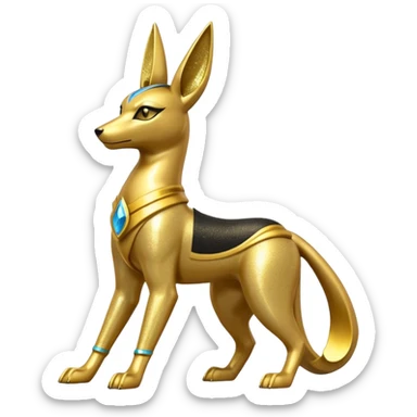 Golden Sparkly Shiny glittery Gold Anubis-Umbreon-Lucario-Zeraora-fusion Statue sticker