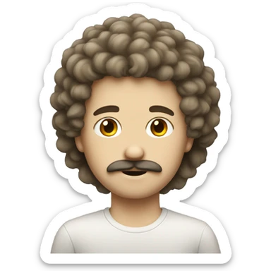 White boy with fluffy hair a little mustache  sticker