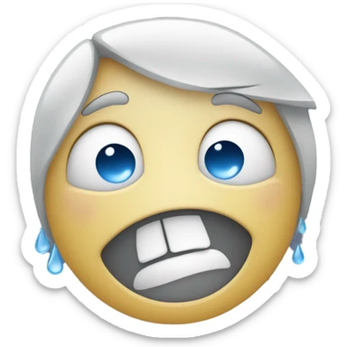 a laughing crying emoji but the tears are white instead of blue sticker