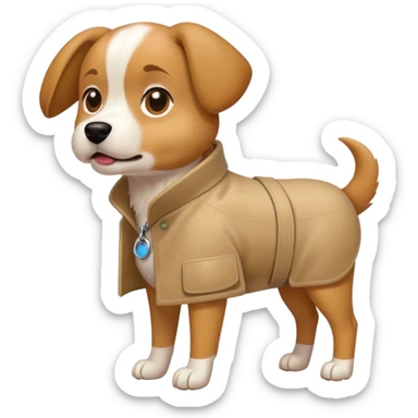 Dog wearing a Jodie sticker