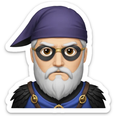 norse god odin with one eyepatch on his left eye and raven on his shoulder sticker