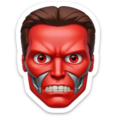Red eyed half face metal Terminator Arnold Schwarzenegger sticker