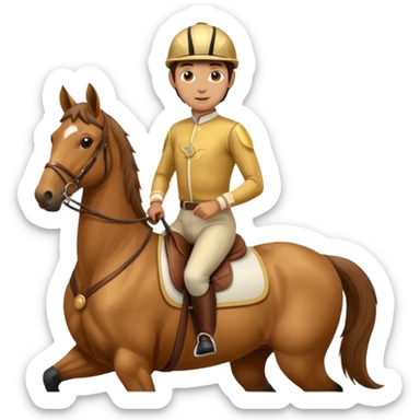 a jockey riding a horse gold jersey and saddle sticker