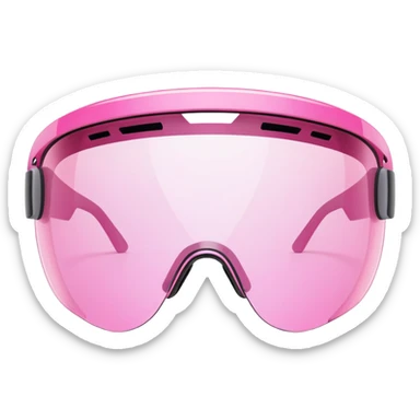pink tinted shield visor glasses, frameless Y2K style, one continuous lens, futuristic sticker
