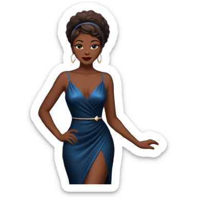 Black female jazz singer outside a jazz club at night in Paris, with city lights and Eiffel Tower in background sticker