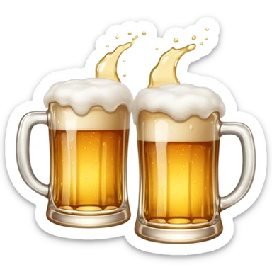 two beer mugs clinking together in a toast sticker