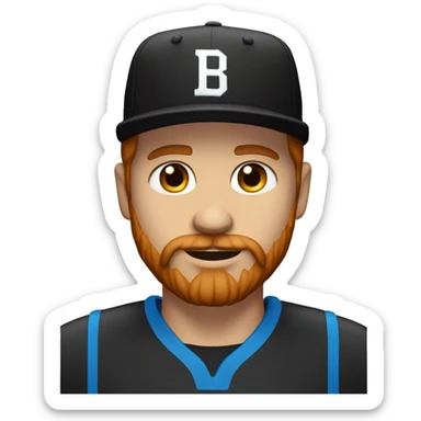35 years old, male, red hair, black basketball hat, blue eyes, pale complexion, thick beard and thin mustache sticker