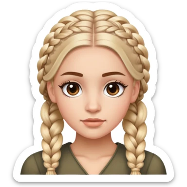 Beautiful character with Dutch braids, long dramatic eyelashes, and a very attractive face sticker