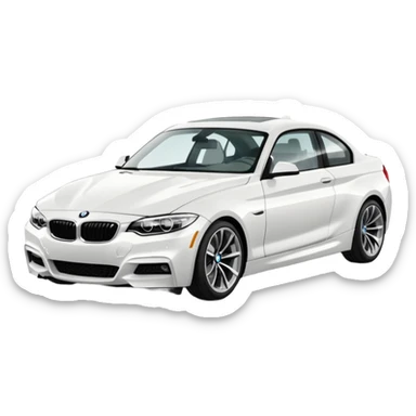 fancy white BMW car driving towards right side sticker