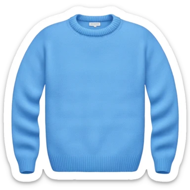 sky-blue knitted wool sweater, round neck with up. sticker