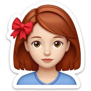  girl with brown hair and red color hairclip sticker