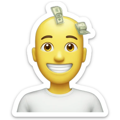 face smiling with money cash flying sticker