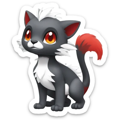 Cute cool black red white grey animal hybrid Fakemon full body sticker
