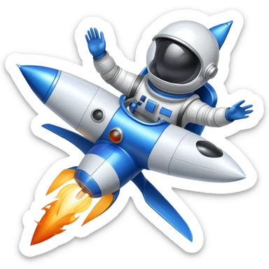 A rocket ship blasting off with a Loon in a spacesuit riding it sticker