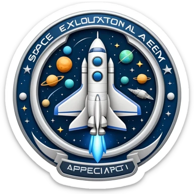 space exploration agency emblem with spacecraft sticker