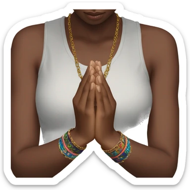 Prayer hands no sleeve but bracelets on the wrists sticker