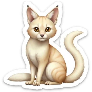Plain albino soft smooth silky pale light pastel white glorious divine exotic cute cool beautiful fantasy-caracal-genet-chinchilla-vernid-Cacomistle-Trico-oncilla-animal-Fakémon-hybrid-fursona (full body) sticker