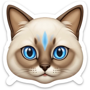 
Siamese cat face long hair fur sticker