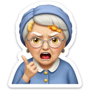 make me an emoji of an angry british granny yelling at a kid for pronouncing a word incorrectly sticker