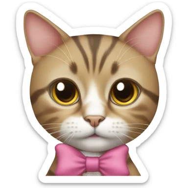 Cat with bow on head with owner sticker