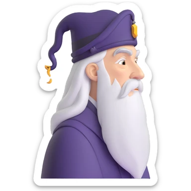 melancholy Albus Dumbledore side profile with long silver beard sticker