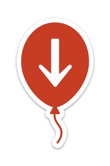 palloncino rosso con freccia in giù  sticker