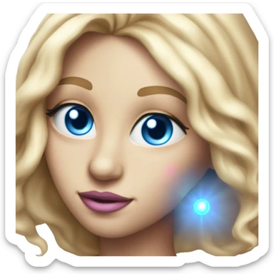 magical diva with thin pink andromedan face long blonde hair and blue eyes glowing third eye sticker