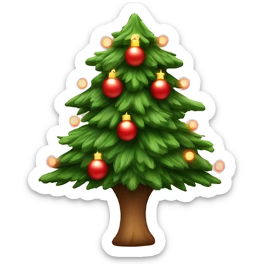christmas tree with warm lights and red ornaments sticker