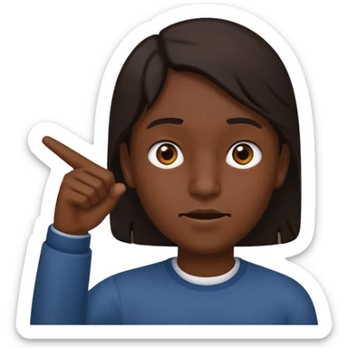 A person pointing is his head sticker