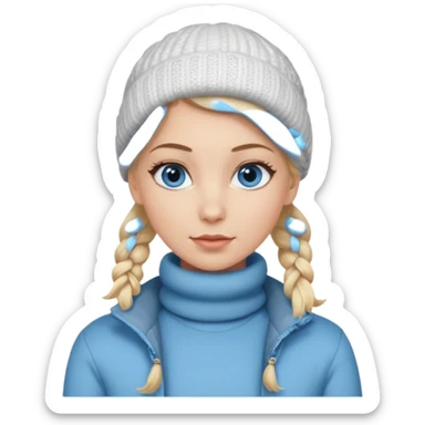 Chica blanca,ojos azules,pelo rubio y recogido,   invierno cuerpo entero sticker