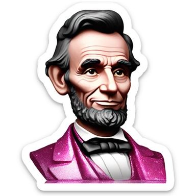 Pink ombre Abraham Lincoln statue smiling with glitter  sticker
