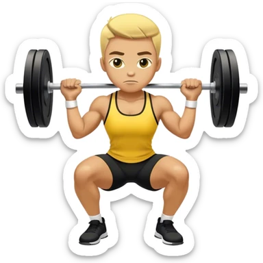 yellow and black clothes athlete weighted squats sticker