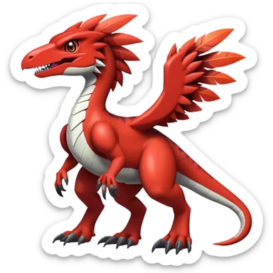 Dark Furry feather-mane Cool Edgy shiny Digimon-Fakemon-Guilmon-Velociraptor-Dinosaur full body   sticker