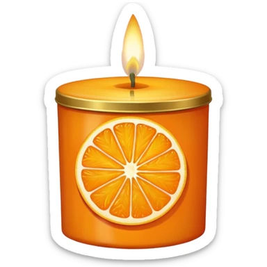 Citrus candle – orange wax in gold tin with slice design sticker