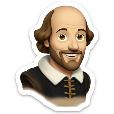 William Shakespeare with one thumbs up sticker