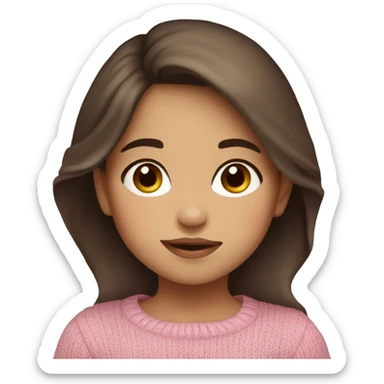 toddler girl, hispanic, long brown hair, brown eyes, pink sweater, winter sticker