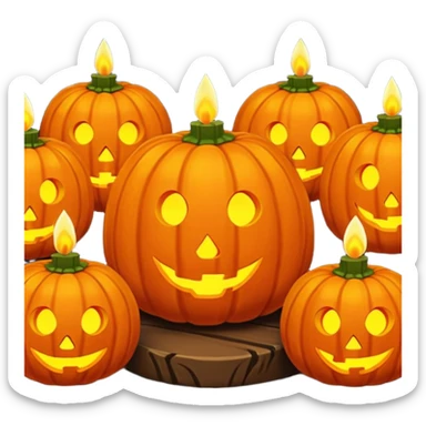 🍁☕📖 Cozy autumn evening with a warm coffee and a book🎃🕯️🍂 Pumpkin candles glowing on a fall night sticker