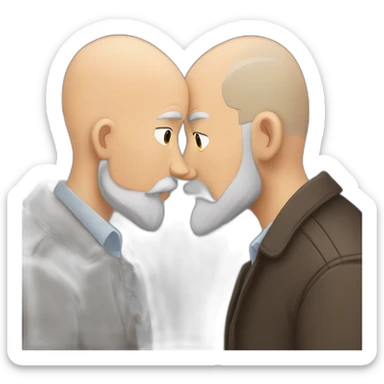 older bald brown European bearded detective  kissing bald older African bearded detective  sticker