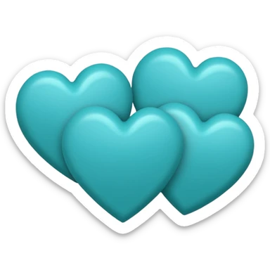 3 teal lined hearts that are hollow in the center sticker