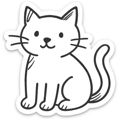 cat, sketchy lines, playful, no fill, hand drawn icon style sticker